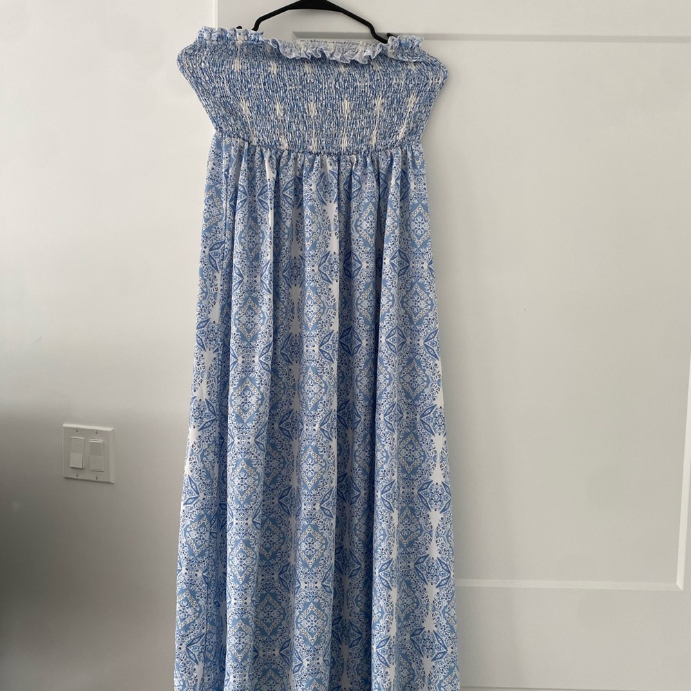 SHEIN Blue and White Maxi Dress